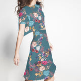 Satin Floral Winter Smaragd - Ribes y Casals