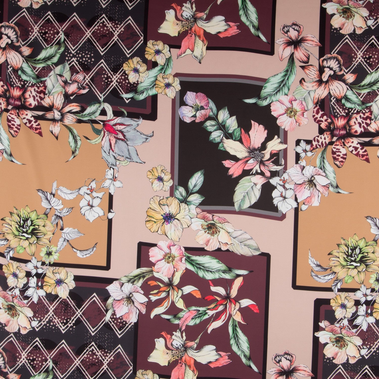 Satin Floral Winter Braun - Ribes y Casals