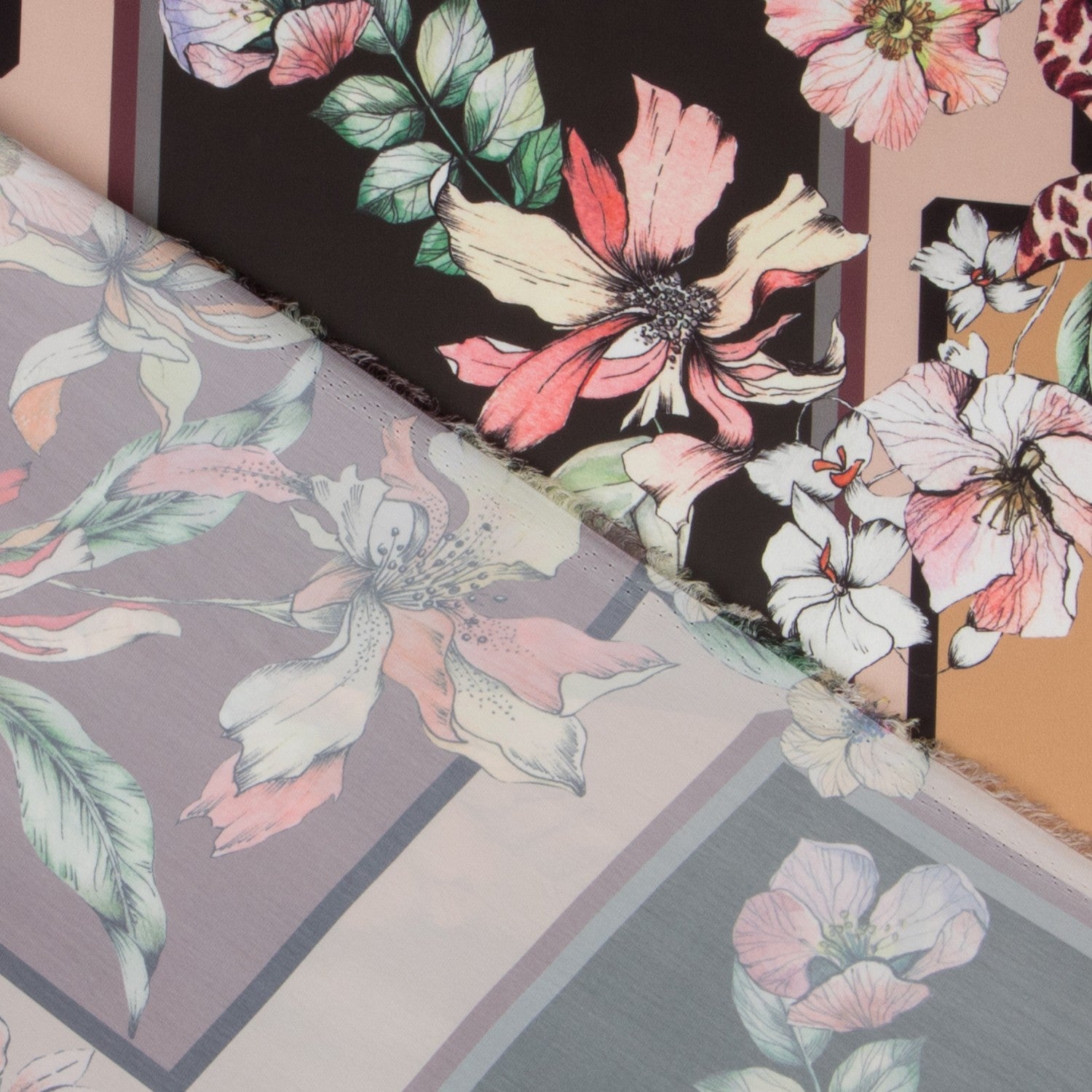 Satin Floral Winter Braun - Ribes y Casals