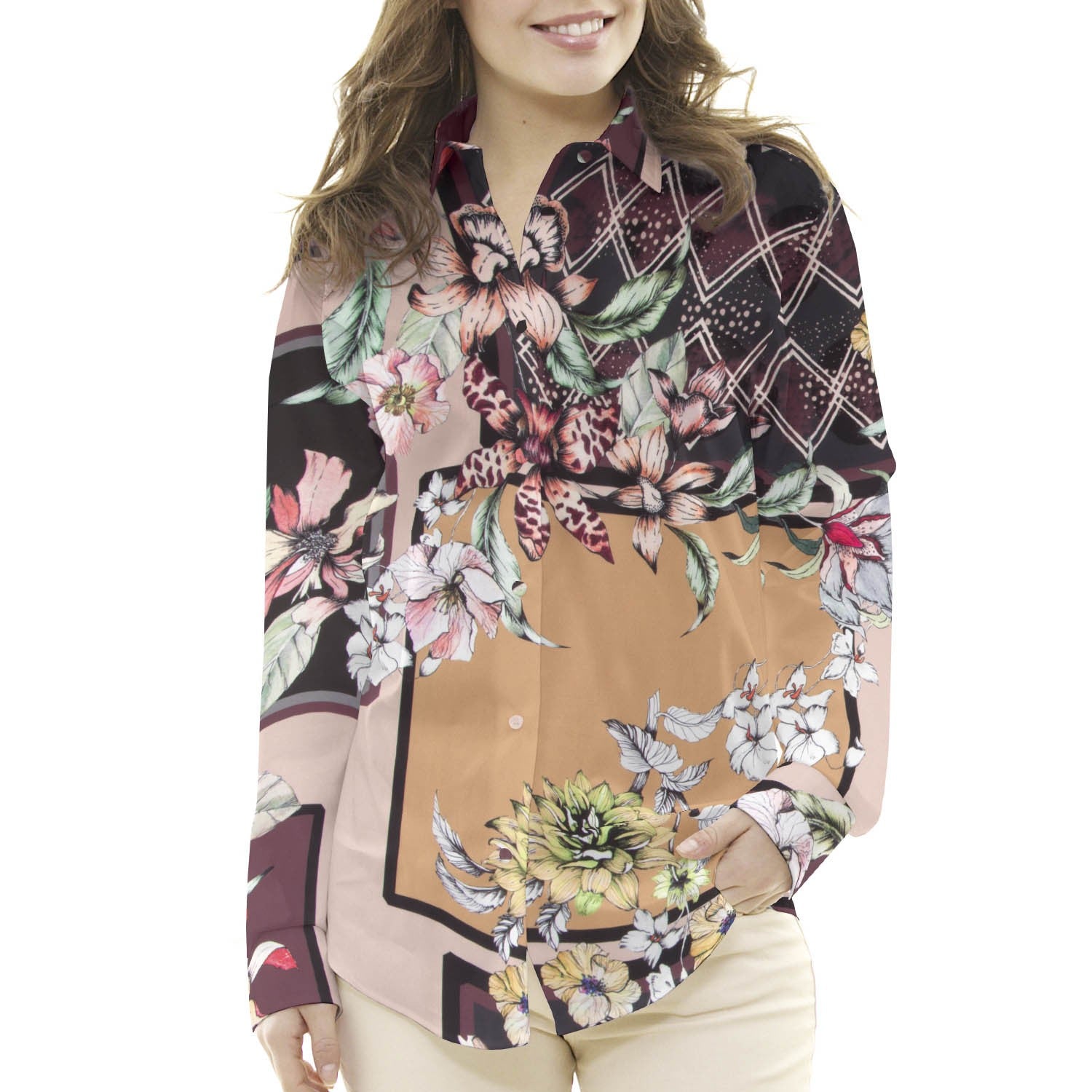 Satin Floral Winter Braun - Ribes y Casals