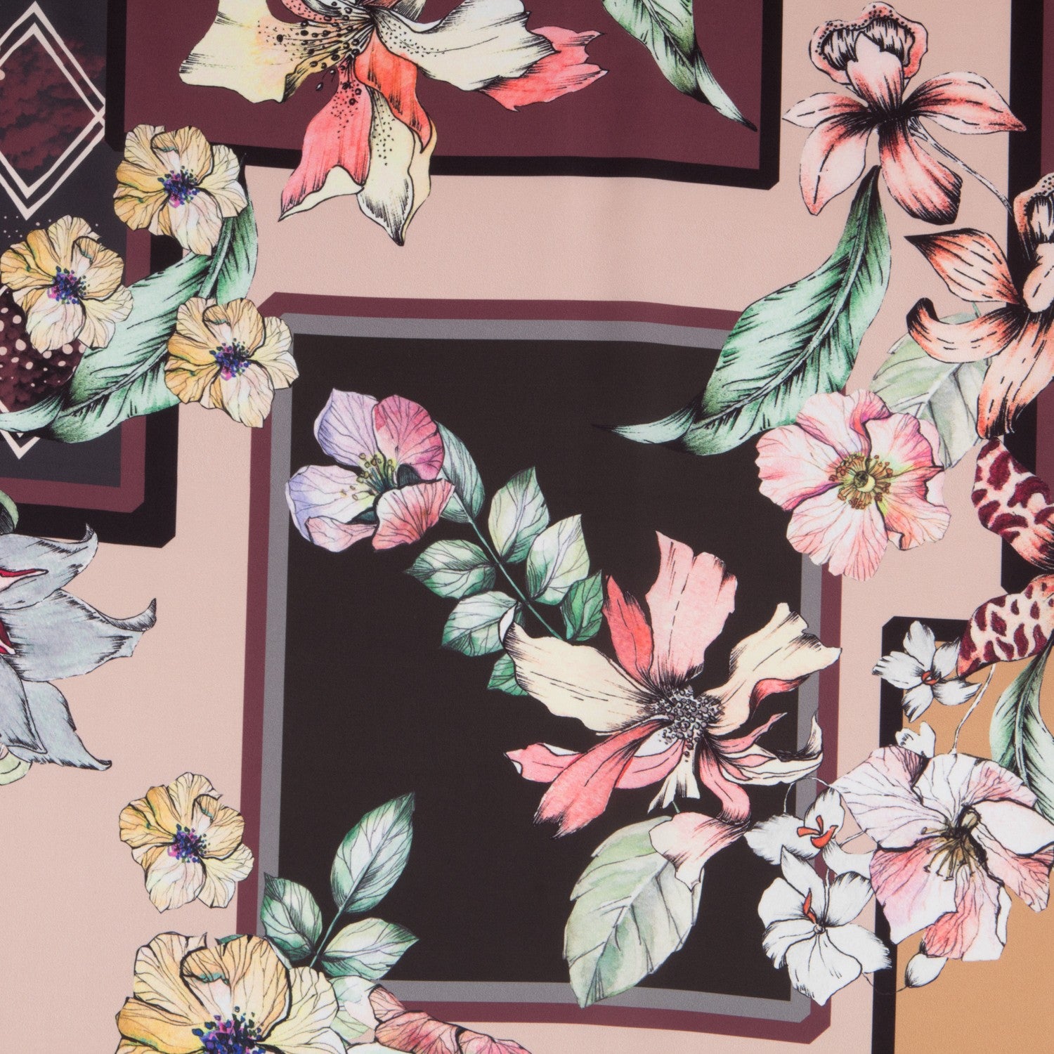 Satin Floral Winter Braun - Ribes y Casals