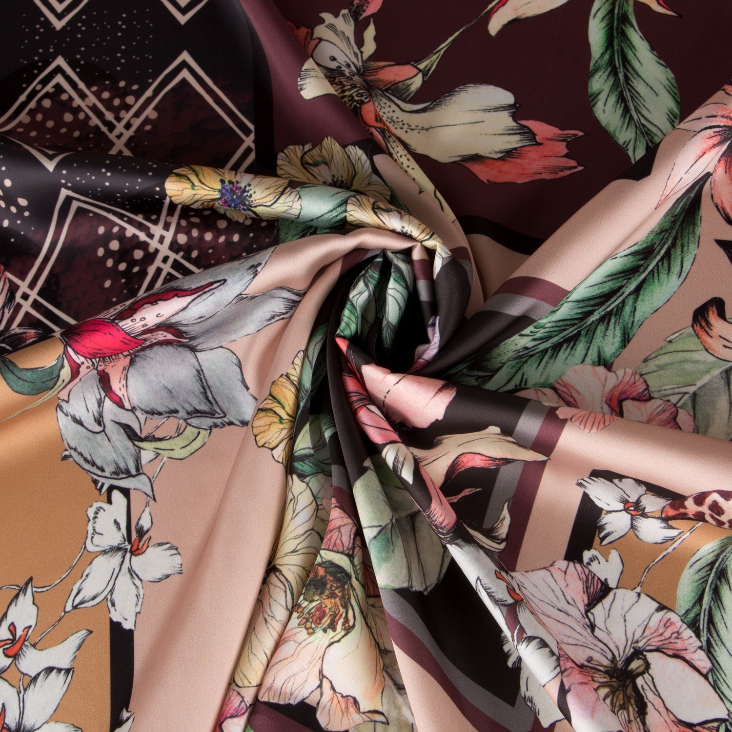 Satin Floral Winter Braun - Ribes y Casals