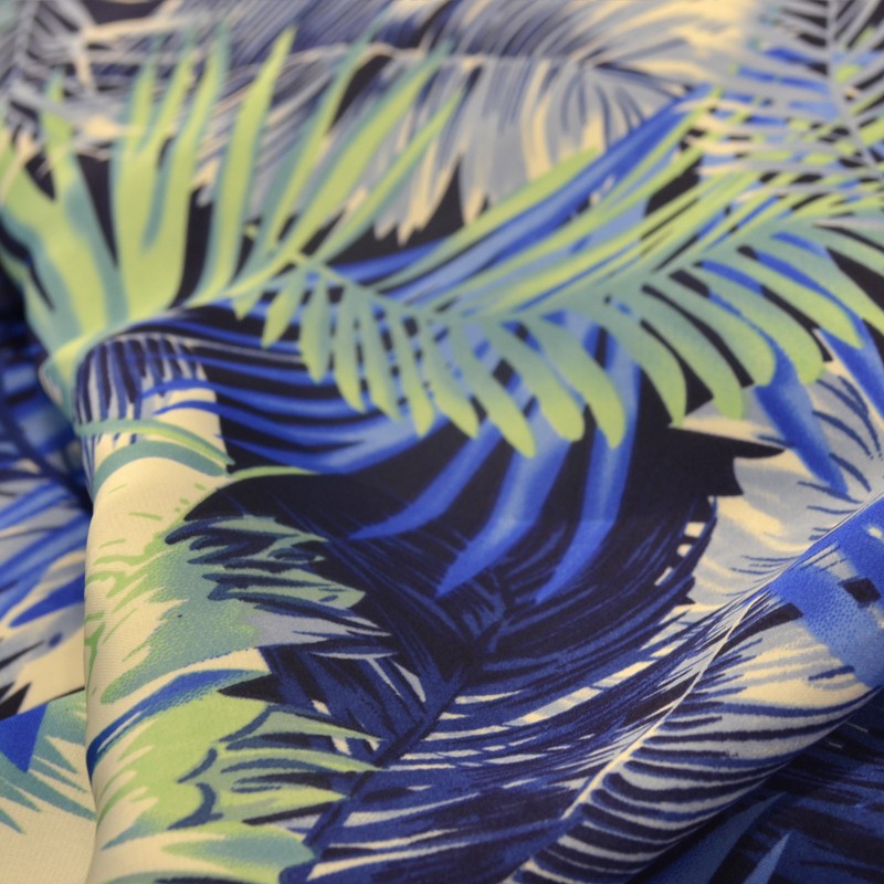 Satin Palmblatt Blau - Ribes y Casals