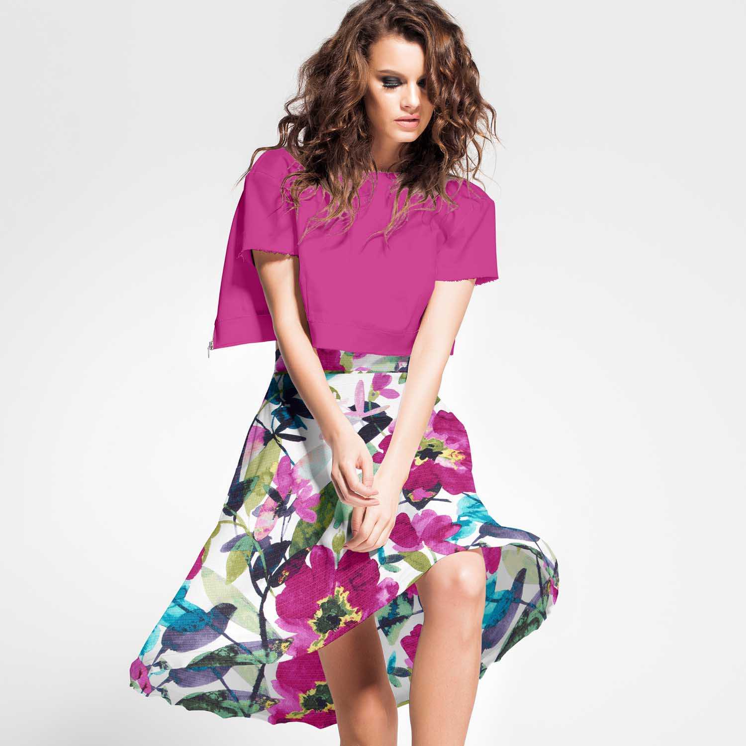 Satin Lurex Floral Bougainvillea - Ribes y Casals