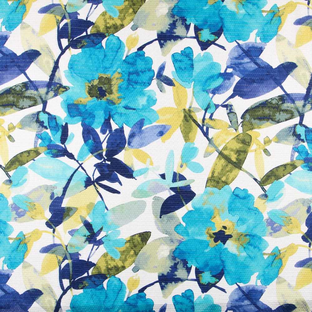 Satin Lurex Floral Türkis - Ribes y Casals