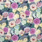 Polyester Satin Asiatische Blume Marine - Ribes y Casals