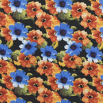 Polyester Satin Schwarz Gemalte Blume - Ribes y Casals