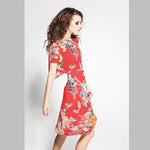 Polyester Satin Floral Rot - Ribes y Casals