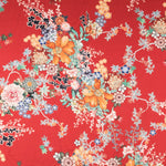 Polyester Satin Floral Rot - Ribes y Casals