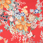 Polyester Satin Floral Rot - Ribes y Casals