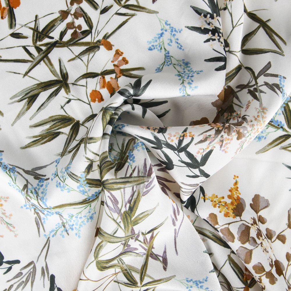 Satin Polyester Tropisch Weiß - Ribes y Casals