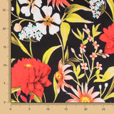 Italienischer Seidensatin Floral Schwarz - Ribes y Casals