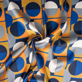 Blau Geometrisch gemusterter Satin - Ribes y Casals