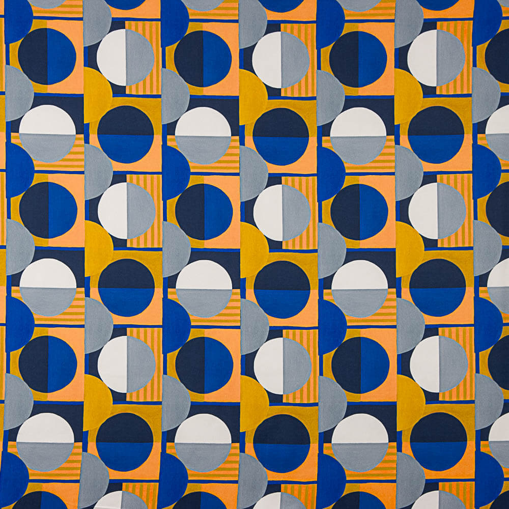 Blau Geometrisch gemusterter Satin - Ribes y Casals