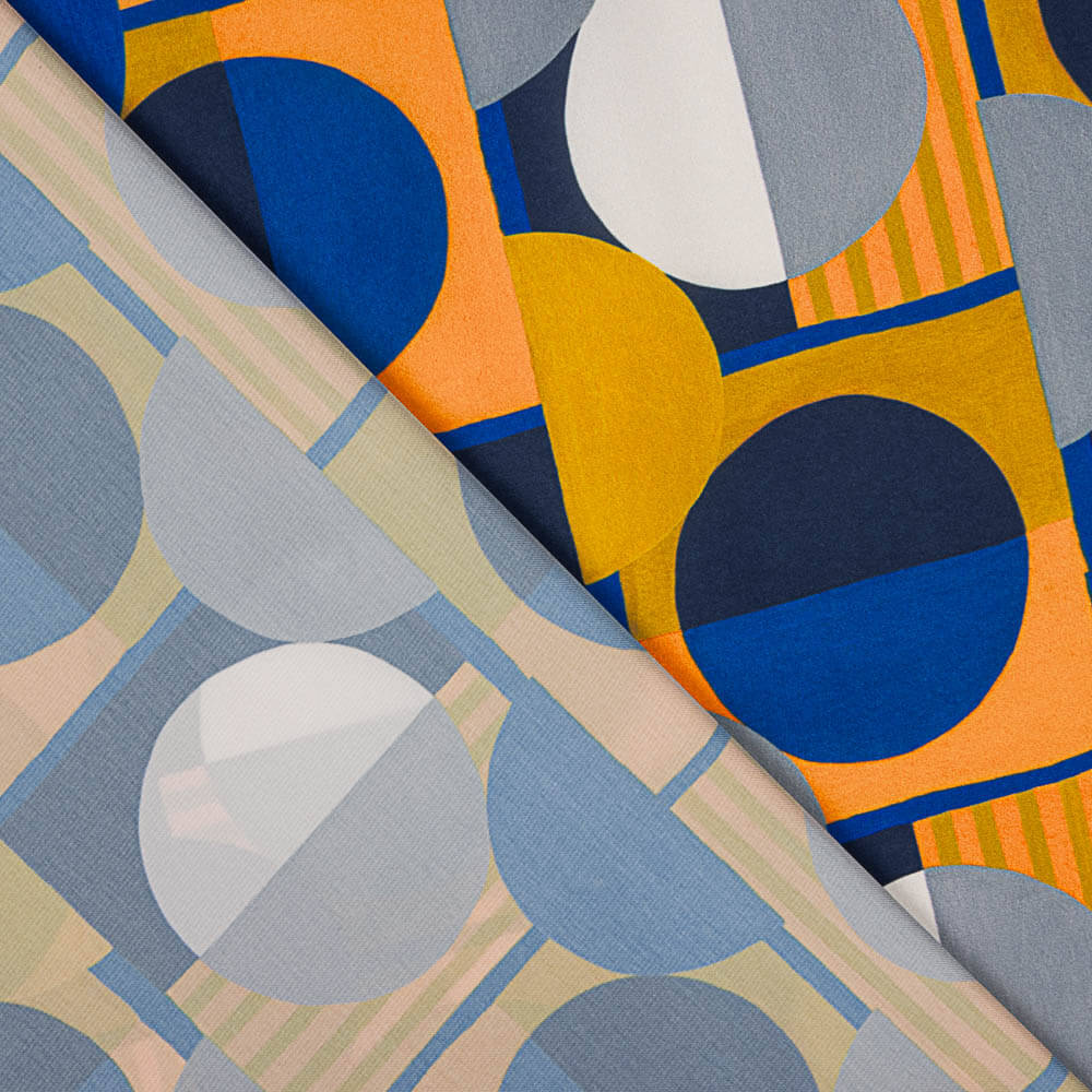 Blau Geometrisch gemusterter Satin - Ribes y Casals