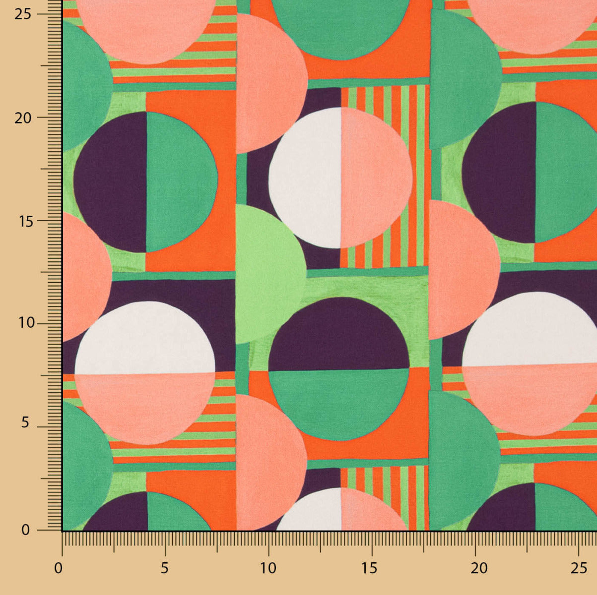 Grüner geometrisch bedruckter Satin - Ribes y Casals