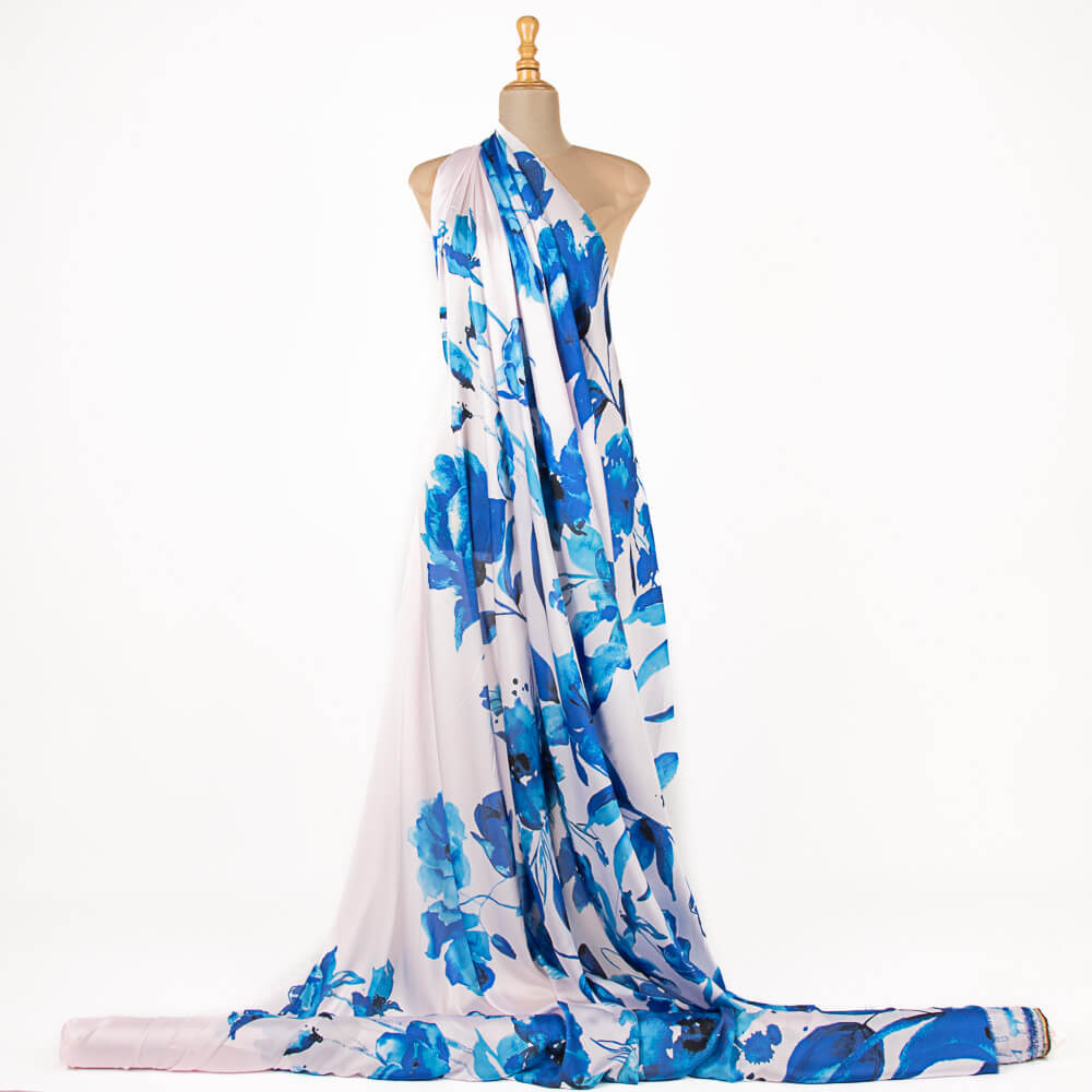 Blau Aquarell bedruckter Satin - Ribes y Casals