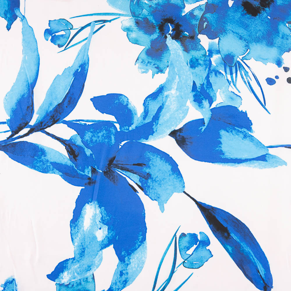 Blau Aquarell bedruckter Satin - Ribes y Casals