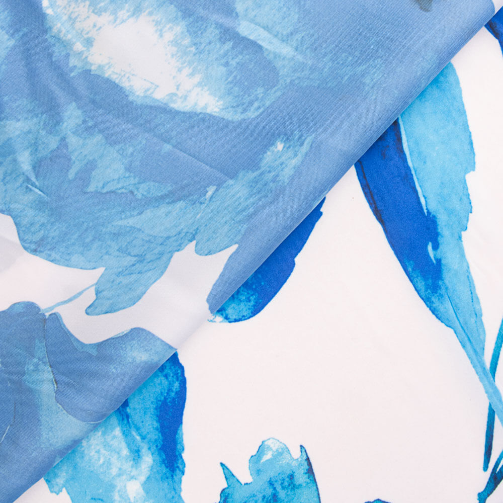 Blau Aquarell bedruckter Satin - Ribes y Casals