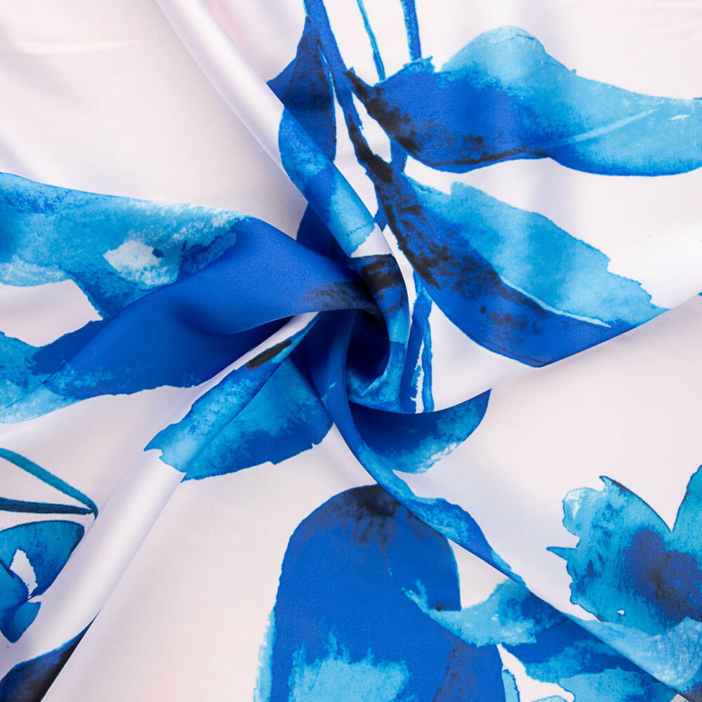 Blau Aquarell bedruckter Satin - Ribes y Casals