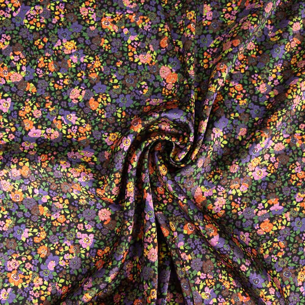 Satin Polyester Druck Multiflor Orange - Ribes y Casals