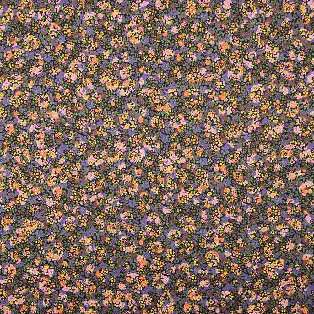 Satin Polyester Druck Multiflor Orange - Ribes y Casals