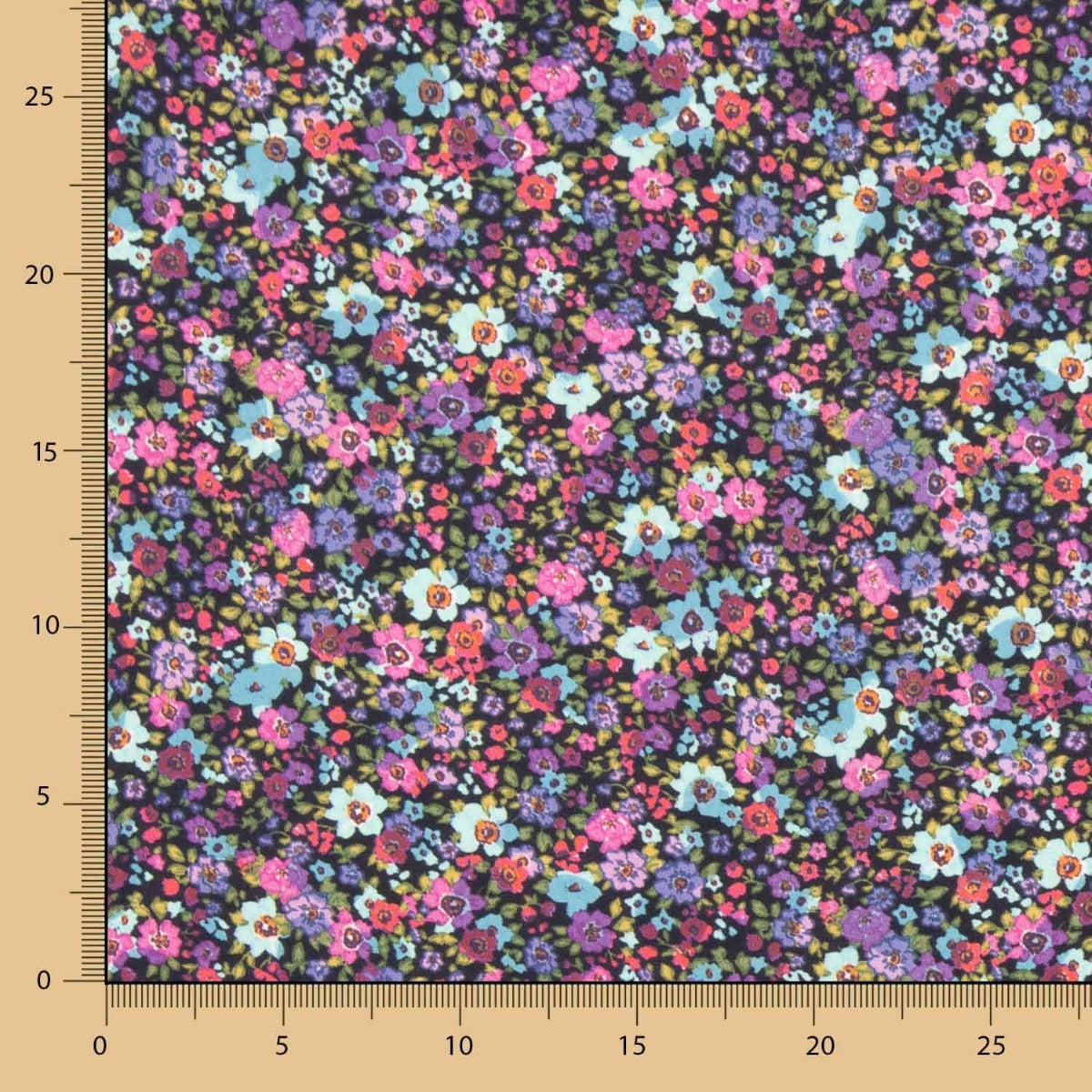 Polyester Satin Druck Multiflor Rot - Ribes y Casals