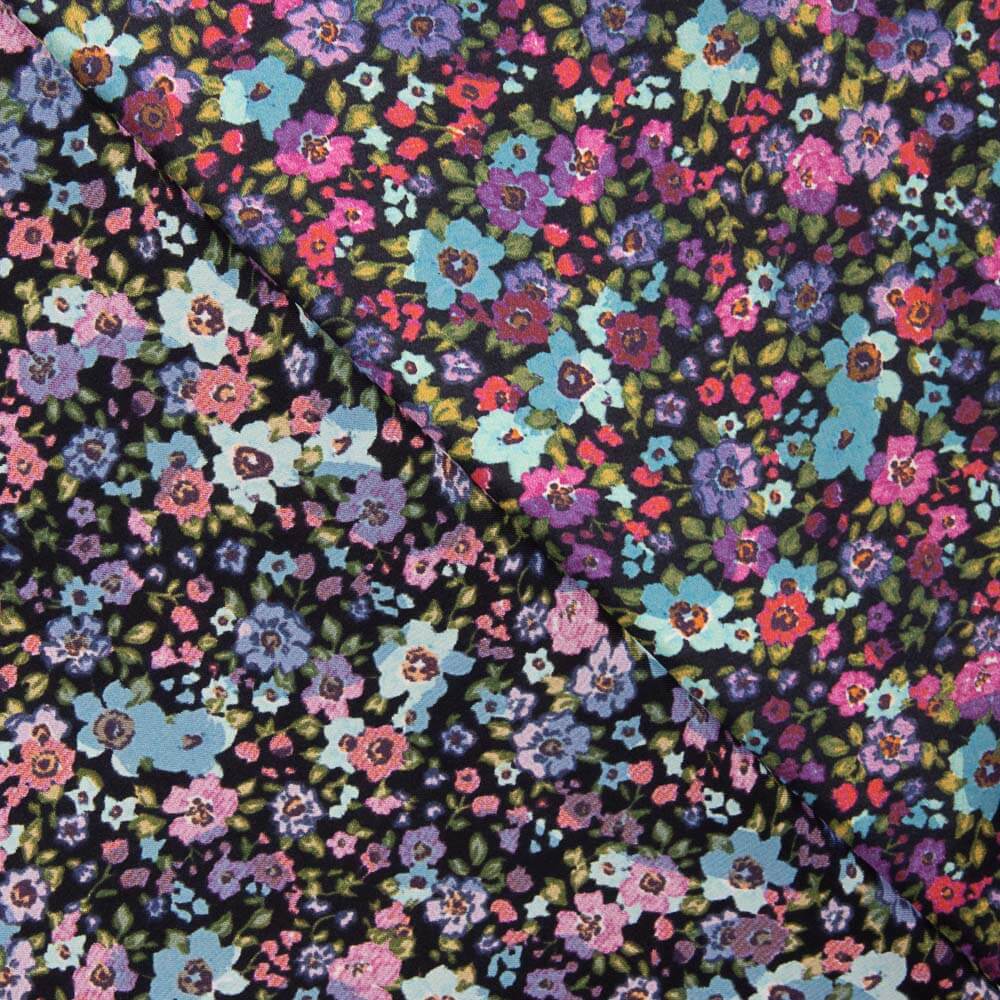 Polyester Satin Druck Multiflor Rot - Ribes y Casals