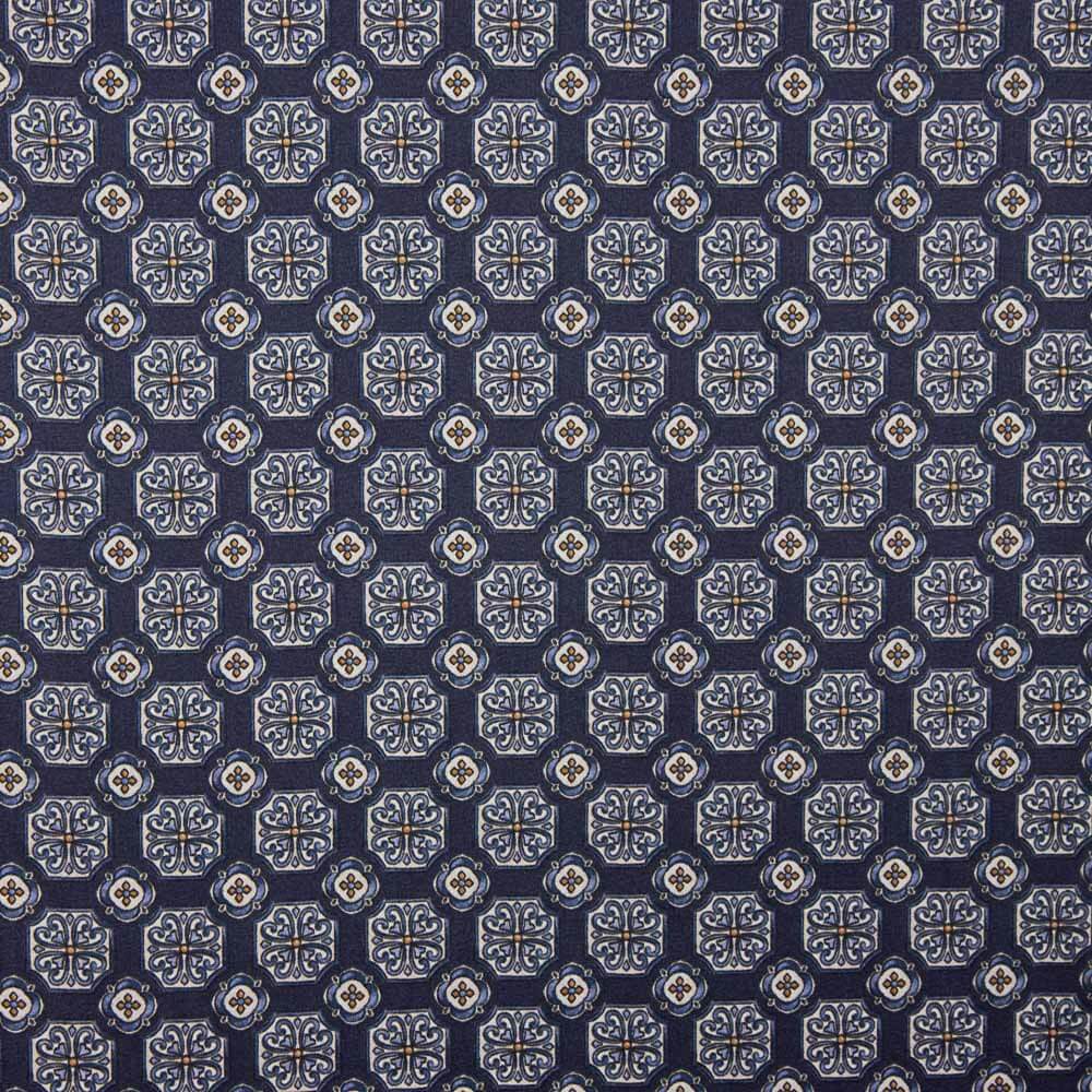 Polyester Satin Marineblau Geometrischer Druck - Ribes y Casals