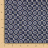 Polyester Satin Marineblau Geometrischer Druck - Ribes y Casals