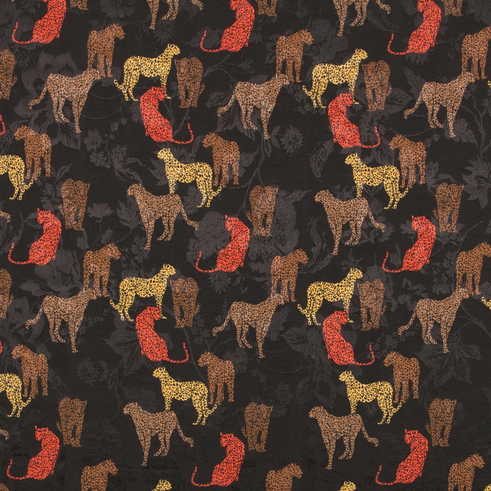 Satin Jacquard Leopard Schwarz - Ribes y Casals
