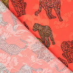 Satin Jacquard Leopard Rot - Ribes y Casals