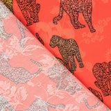 Satin Jacquard Leopard Rot - Ribes y Casals