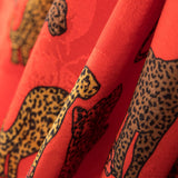 Satin Jacquard Leopard Rot - Ribes y Casals