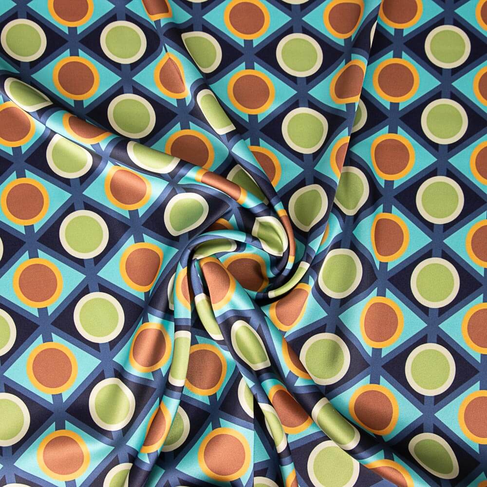 Satin Spandex Geo Canard - Ribes y Casals