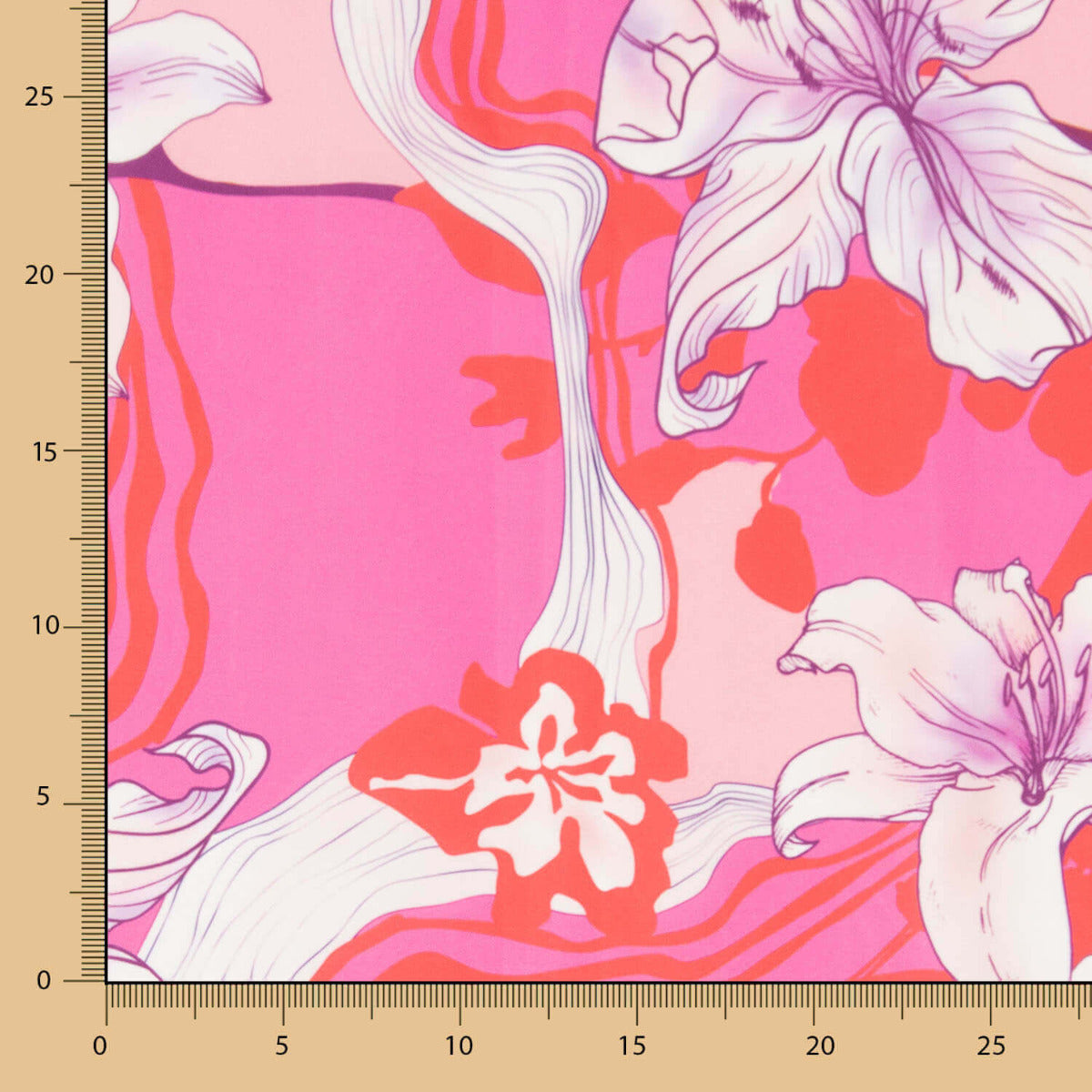 Polynesia Fuchsia Bedruckter Satin - Ribes y Casals