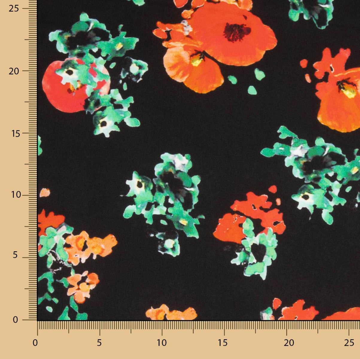 Polyester Satin Rote Mohnblumen - Ribes y Casals