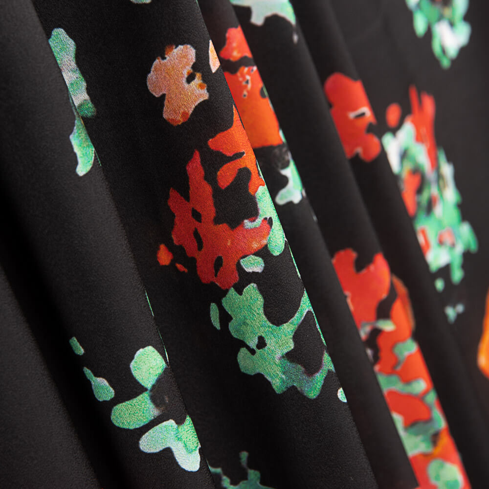 Polyester Satin Rote Mohnblumen - Ribes y Casals