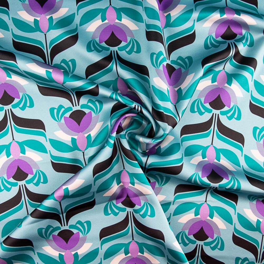 Satin Spandex Blumen Salbei - Ribes y Casals