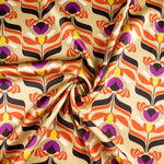 Satin-Elasthan-Blumen Goldenes Beige - Ribes y Casals