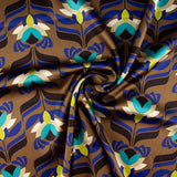 Satin Spandex Blumen Braun - Ribes y Casals