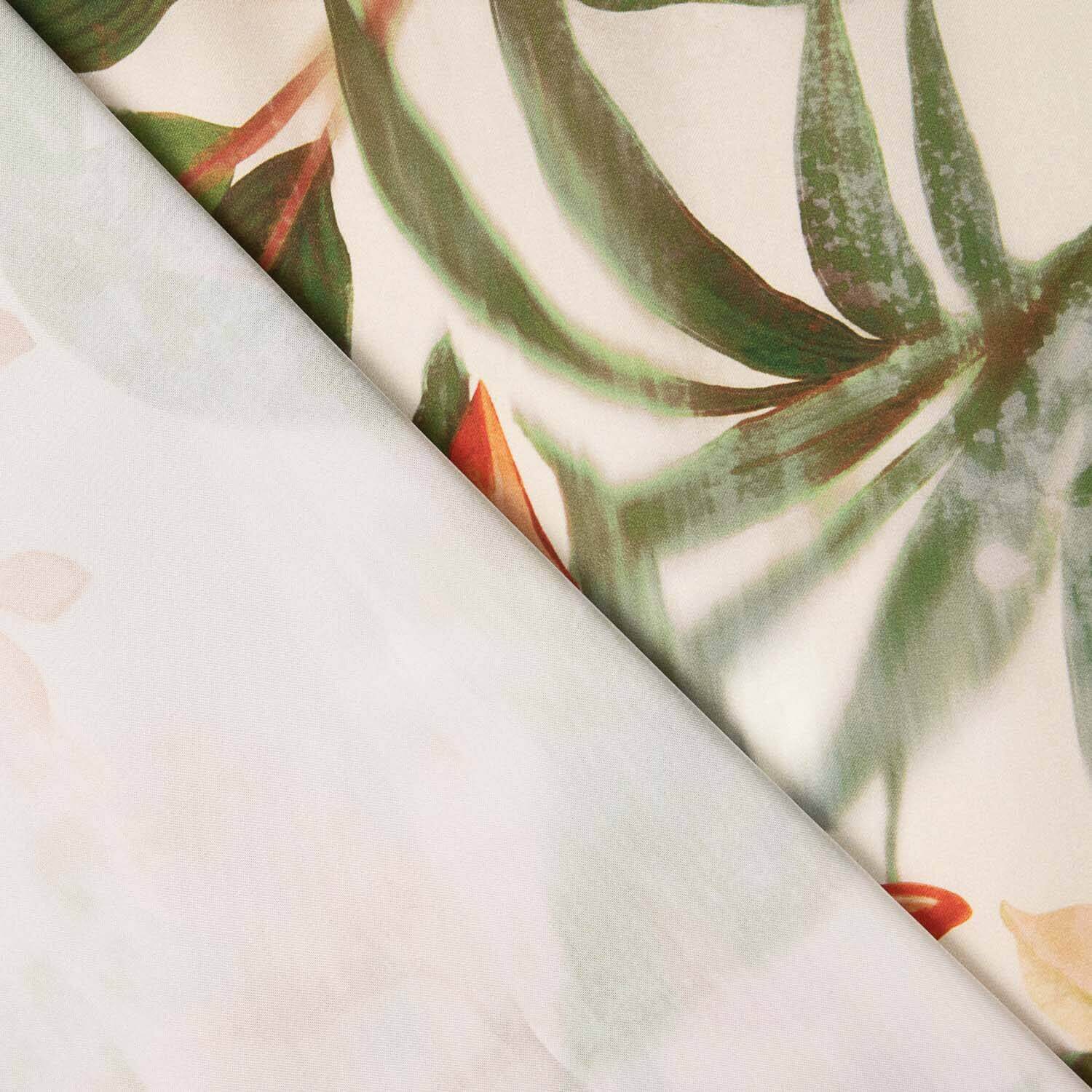 Polyester-Satin mit tropischem Orchideenmuster - Ribes y Casals