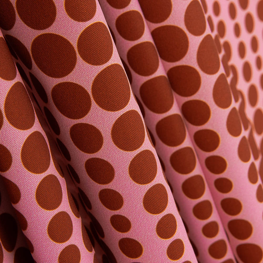 Polyester Twill Polka Dots Rosa - Ribes y Casals