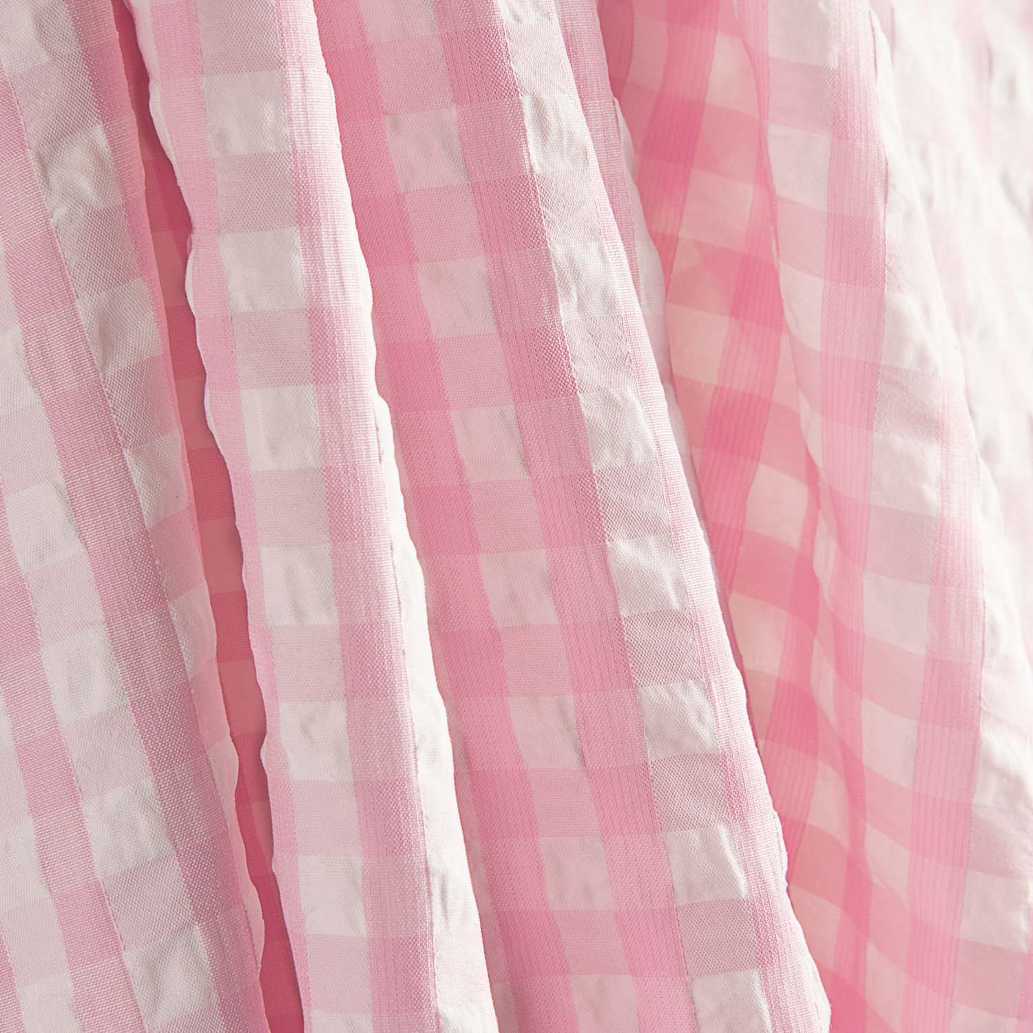Seersucker Tencel Karierte Maxi Rosa - Ribes y Casals