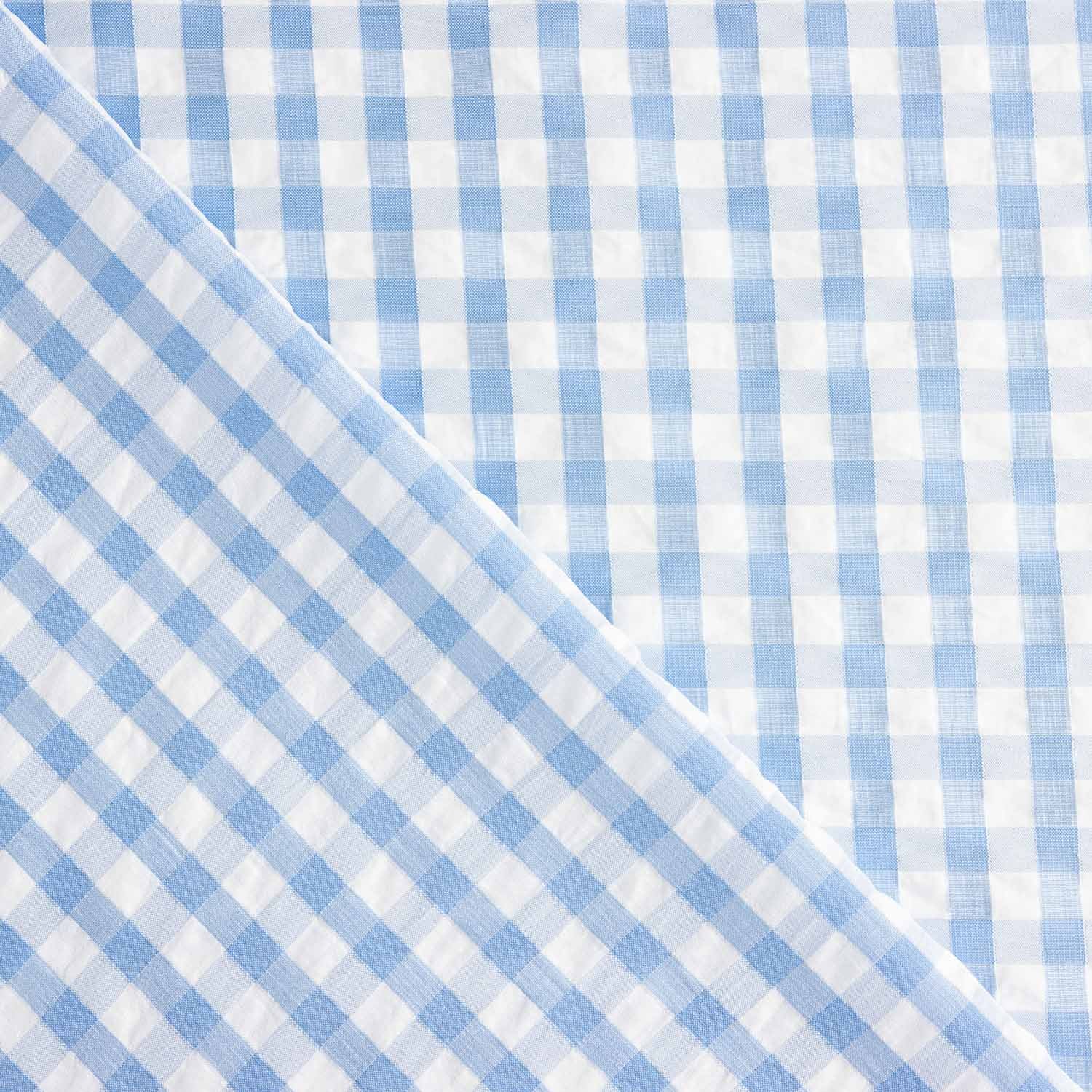 Seersucker Tencel Plaid Maxi Blau - Ribes y Casals