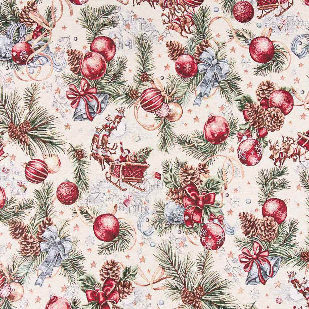 Jacquard-Webteppich Weihnachten Beige Girlanden - Ribes y Casals