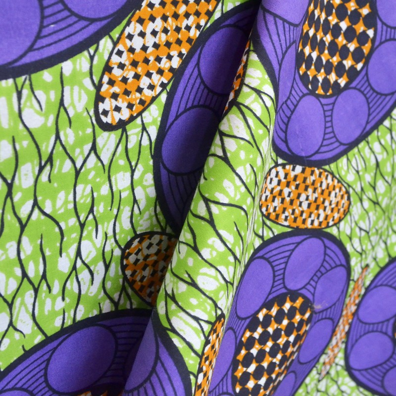 Afrikanisches Ethnowachs Ethnostoff lila grün - Ribes y Casals