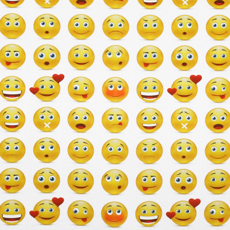 Baumwolle Popeline Emoticons Weiß - Ribes y Casals