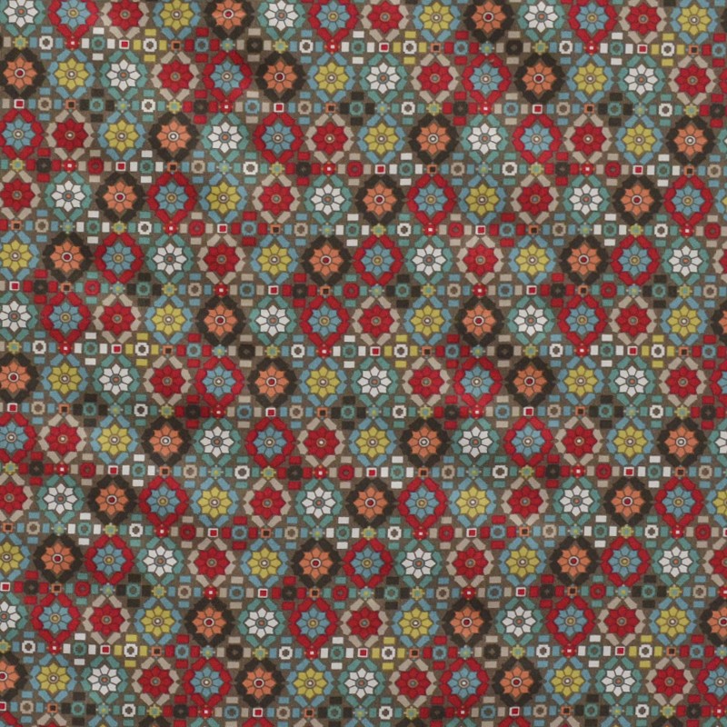 Bedruckter Baumwollstoff Mosaik Mehrfarbig Kariert Baumwolle Stoff - Ribes y Casals