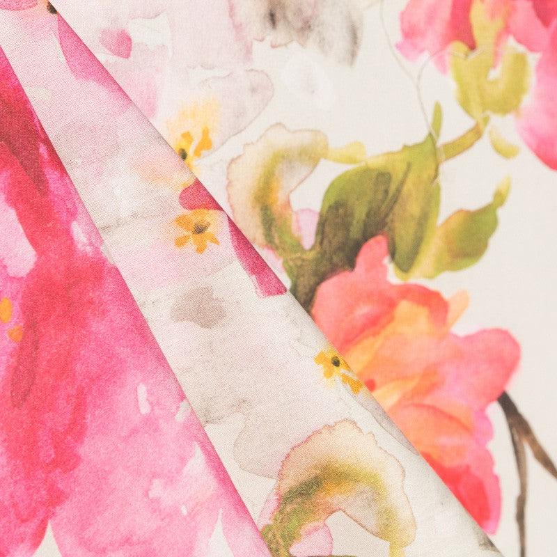Aquarell bedruckte Baumwollpopeline Beige - Ribes y Casals